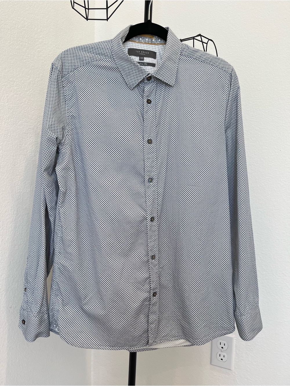 Ted Baker Men's White Micro-Pattern Button-Up Shirt